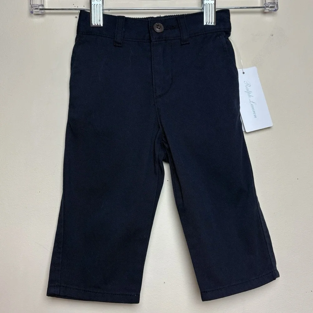 Ralph Lauren Navy Blue Chino Dress Pants Baby Boy Sz 9 Months Polo Pony Logo